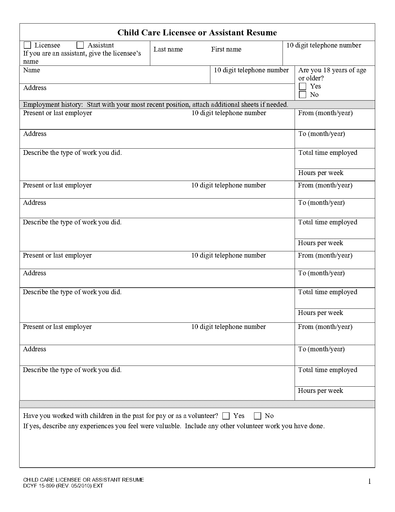 child development resume examples